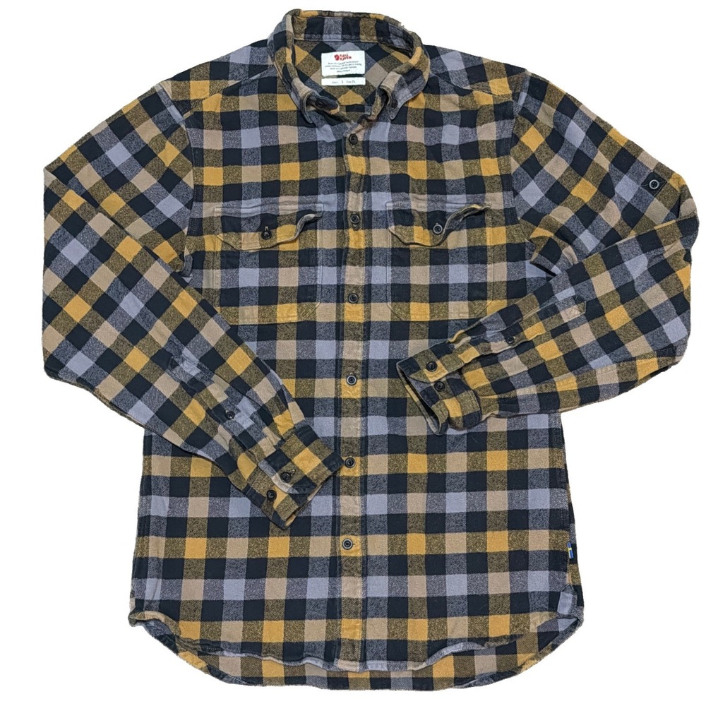 Fjallraven Mens Small Slim Fit 100% Cotton Plaid Flannel Skog Shirt